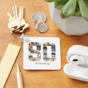 Number 80 Photo Collage Key Ring