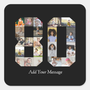 Number 80 Photo Collage Square Sticker