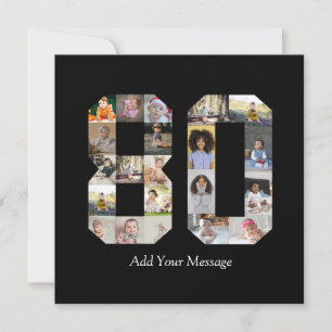 Number 80 Photo Collage Thank You Card