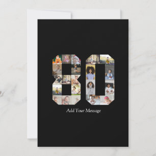 Number 80 Photo Collage Thank You Card