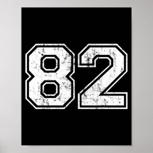 Number 82 Varsity Distressed Vintage Sports Team Poster