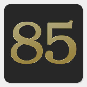 Number 85 Gold Square Sticker