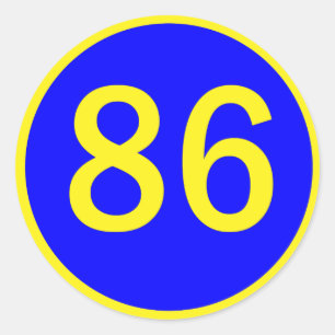 number, 86, in a circle classic round sticker
