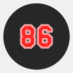 Number 86 red sports team fan classic round sticker