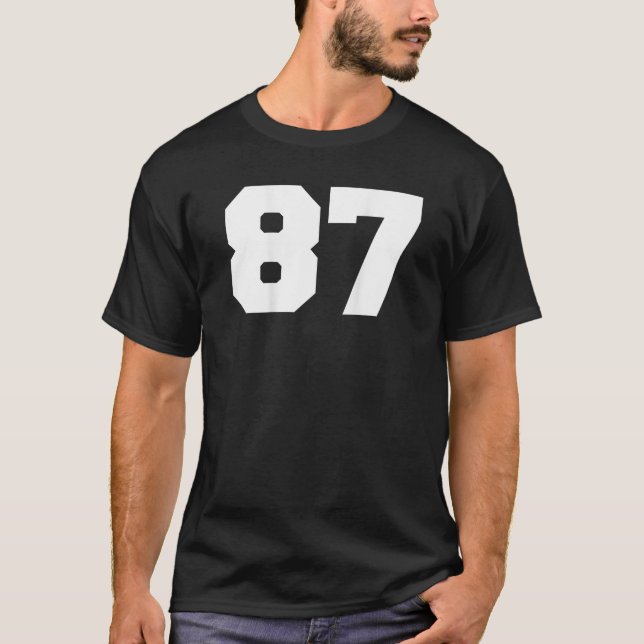Number 87 Sports Jersey Player 87 Fan BACK PRINT V T-Shirt (Front)