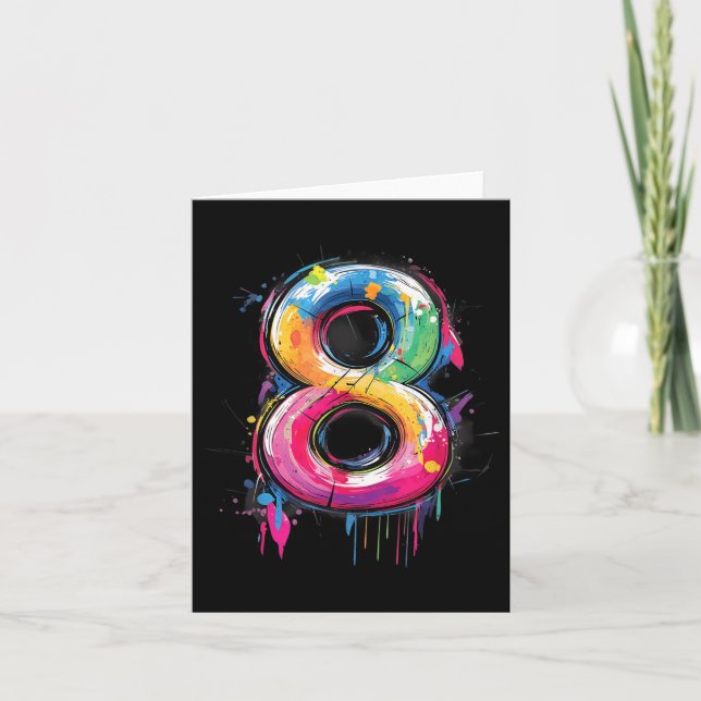 Number 8 8th Birthday Eight Year Old Boys Girls Gr Card (Front)