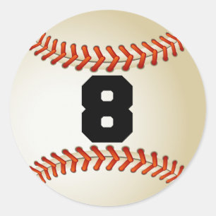 Number 8 Baseball Classic Round Sticker