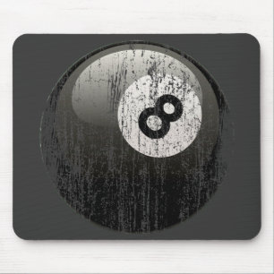 NUMBER 8 BILLIARDS BALL - ERODED AND AGED MOUSE MAT