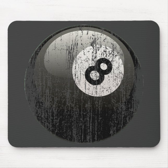 NUMBER 8 BILLIARDS BALL - ERODED AND AGED MOUSE MAT (Front)