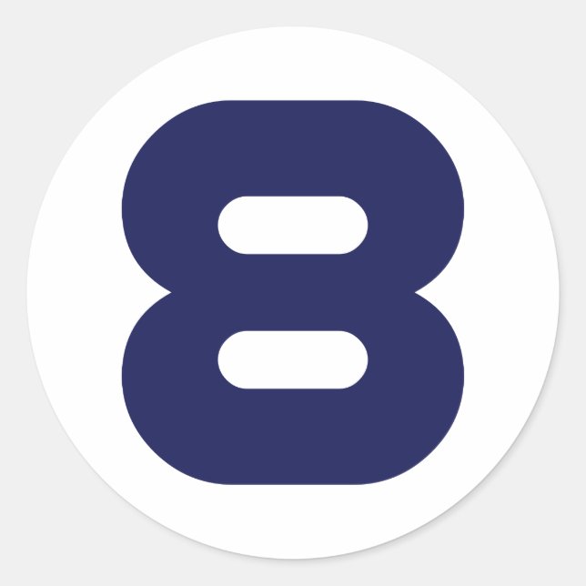 Number 8 classic round sticker (Front)