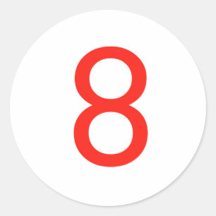 Number 8 classic round sticker