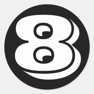 Number 8 Eight Vineta Numbers by Janz Black Classic Round Sticker