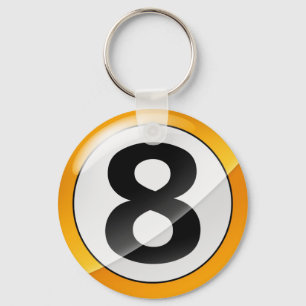 Number 8 gold key ring