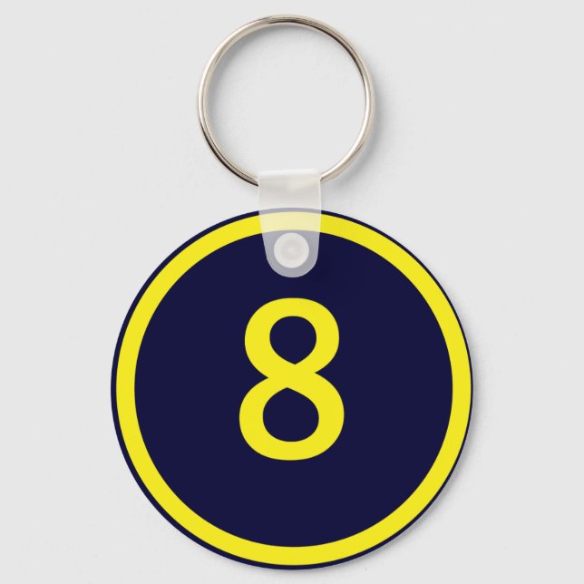 number 8 in a circle key ring (Front)