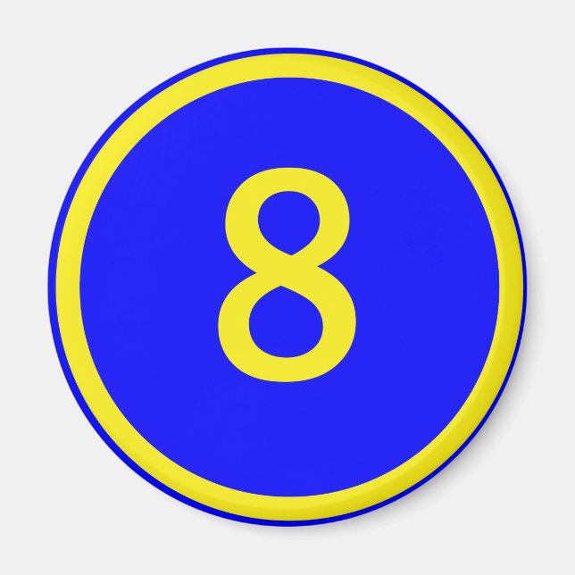 number 8 in a circle magnet (Front)