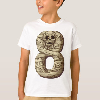 Number 8 Mummy Halloween Theme 8 Year Old Kids T-Shirt