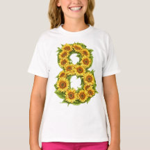 Number 8 Sunflowers Theme 8 Year Old Kids Girls
