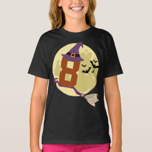 Number 8 Witch Halloween Theme 8 Year Old Kids T-Shirt