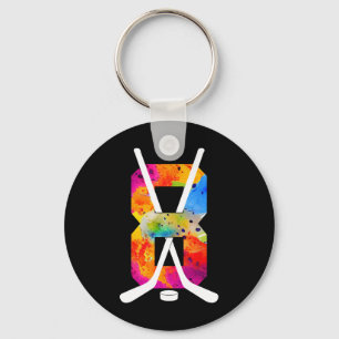 Number 8 Years Ice Hockey 8th Birthday (1) Key Ring