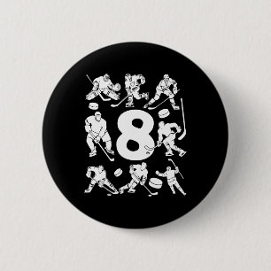 Number 8 Years Ice Hockey 8th Birthday (2) 6 Cm Round Badge