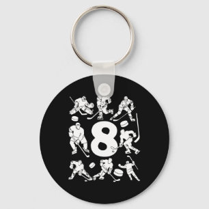 Number 8 Years Ice Hockey 8th Birthday (2) Key Ring