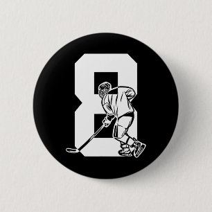 Number 8 Years Ice Hockey 8th Birthday (3) 6 Cm Round Badge
