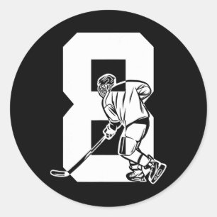 Number 8 Years Ice Hockey 8th Birthday (3) Classic Round Sticker