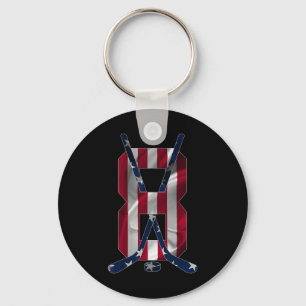 Number 8 Years Ice Hockey 8th Birthday Key Ring