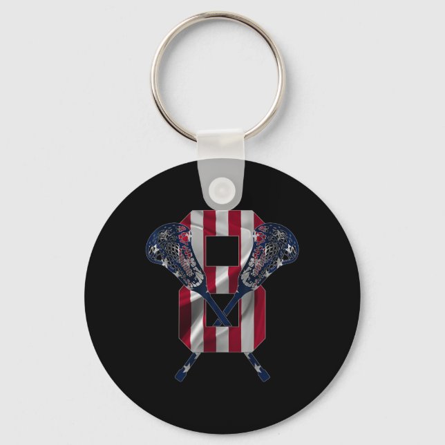 Number 8 Years Lacrosse 8th Birthday  Key Ring (Front)