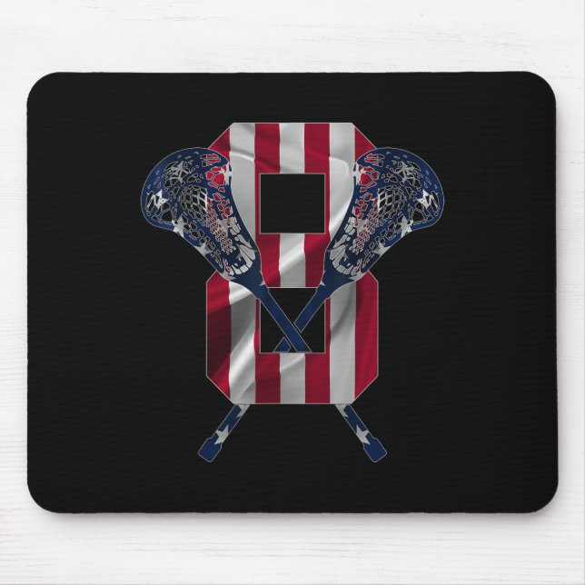 Number 8 Years Lacrosse 8th Birthday  Mouse Mat (Front)