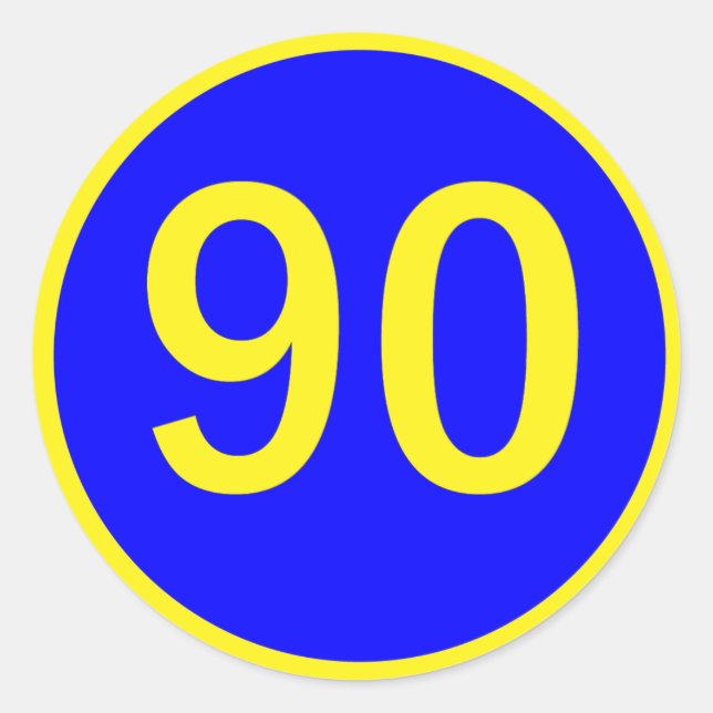 number, 90, in a circle classic round sticker (Front)
