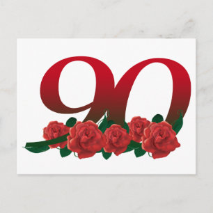 Number 90 or 90th birthday floral postcard