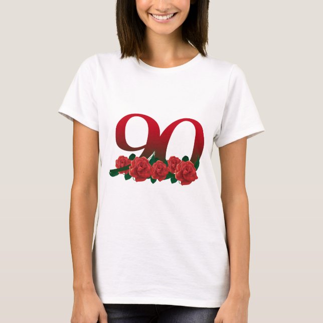 Number 90 or 90th birthday floral T-Shirt (Front)