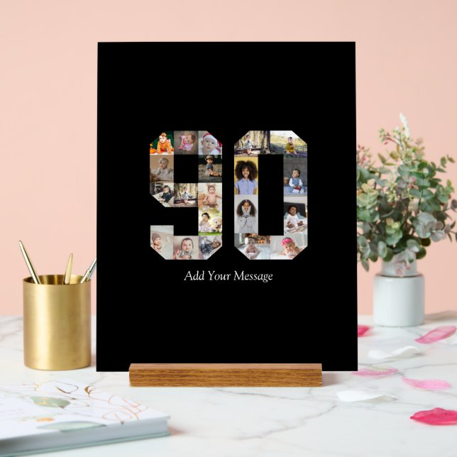 Number 90 Photo Collage Acrylic Sign (Wedding)