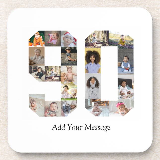 Number 90 Photo Collage Coaster (Front)