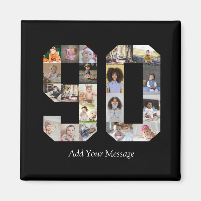 Number 90 Photo Collage Magnet (Front)