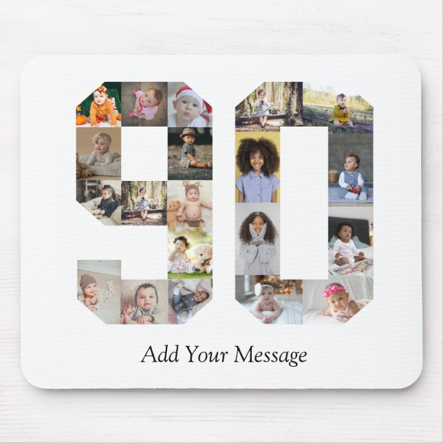 Number 90 Photo Collage Mouse Mat (Front)