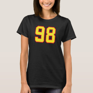 Number 98 Sports Jersey Fan Athlete Yellow Red Var T-Shirt