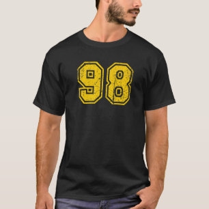 Number 98 Sports Jersey Uniform Fan Athlete Yellow T-Shirt