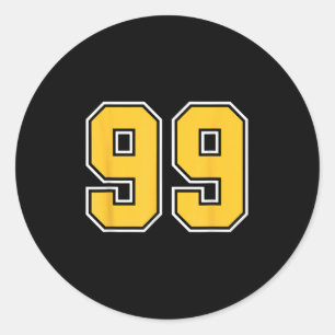 Number 99 Football Team Uniform Sport Jersey Men W Classic Round Sticker