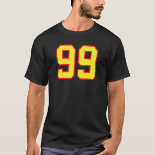 Number 99 Sports Jersey Fan Athlete Yellow Red Var T-Shirt