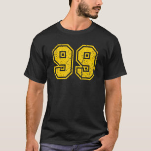 Number 99 Sports Jersey Uniform Fan Athlete Yellow T-Shirt