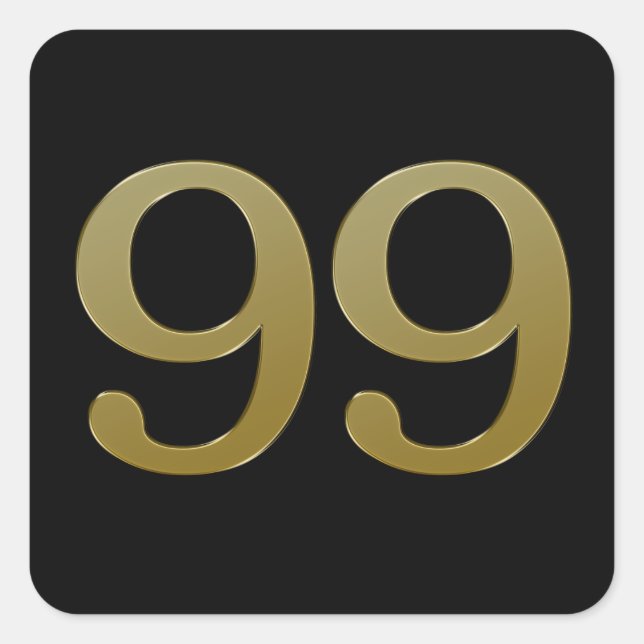 Number 99Gold Square Sticker (Front)