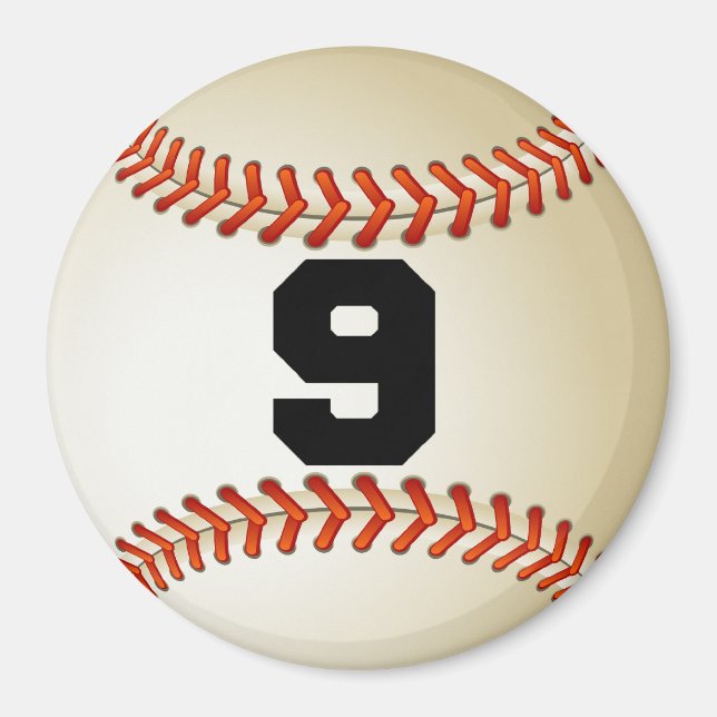 Number 9 Baseball Magnet (Front)