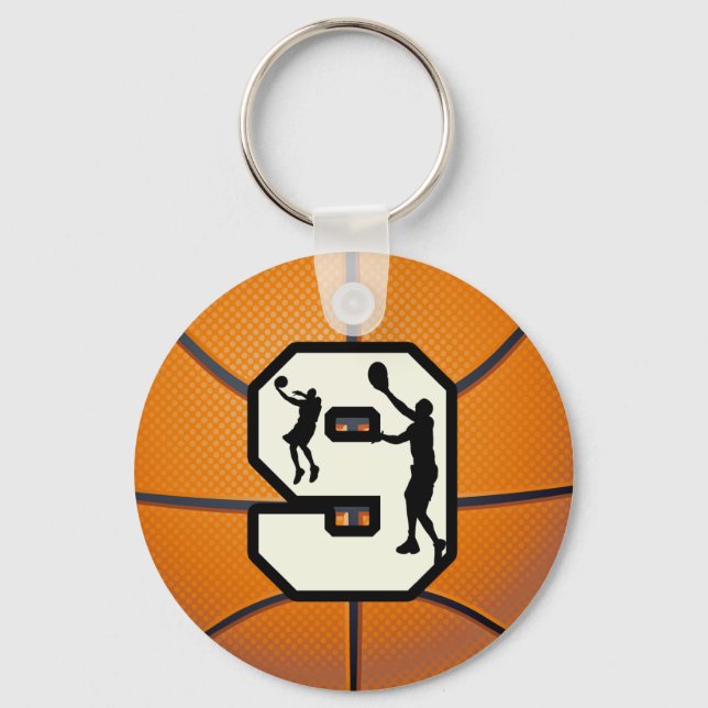 Number 9 Basketball and Player Key Ring (Front)