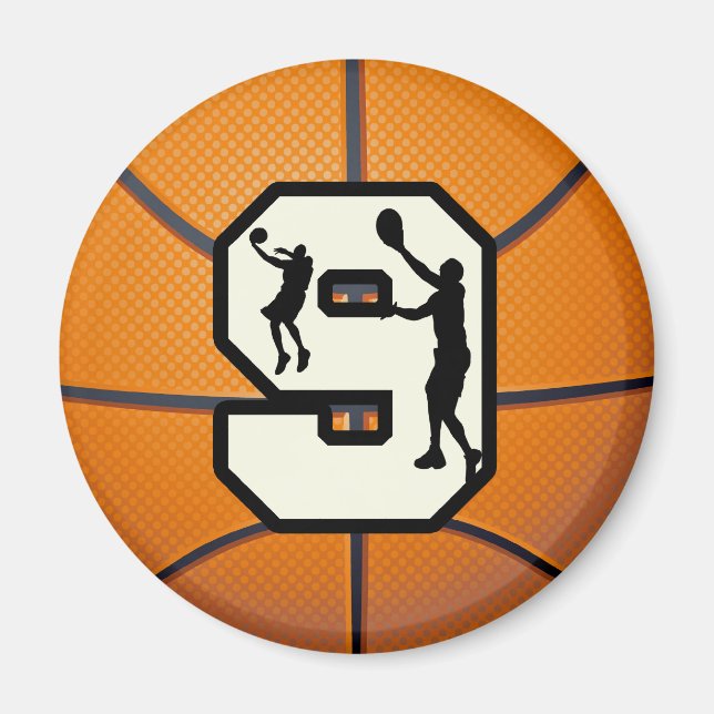 Number 9 Basketball and Player Magnet (Front)