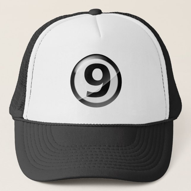 Number 9 black trucker hat (Front)
