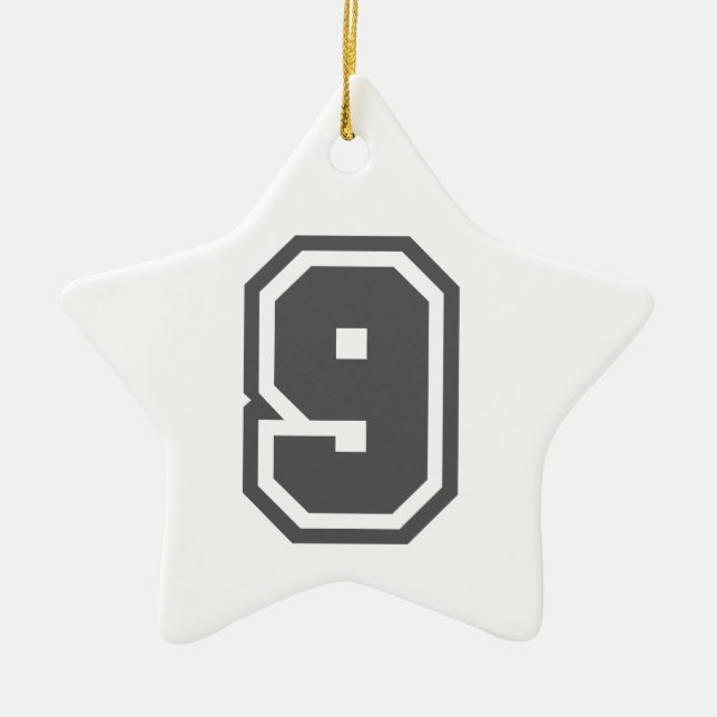 Number 9 ceramic tree decoration (Front)