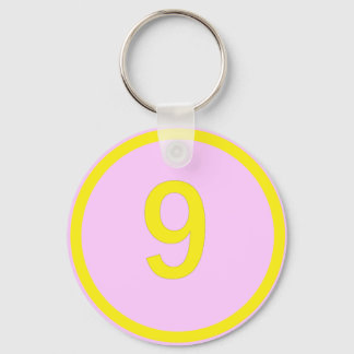 Number 9 in a circle key ring