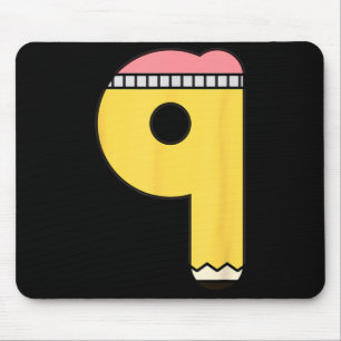 Number 9 Pencil Back to School 9th Birthday Ninth Mouse Mat